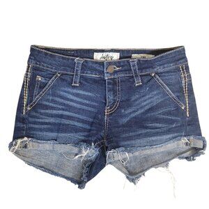 Buckle Daytrip Jean Shorts Lynx Women's 28 Dark Wash Denim Thick Stitch Mid Rise